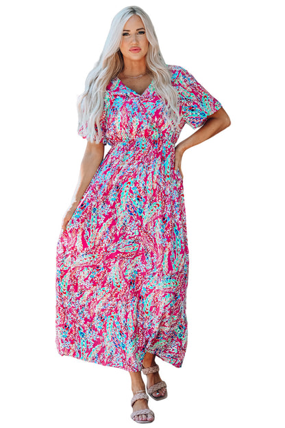 Wrap v nek bloemen maxi jurk