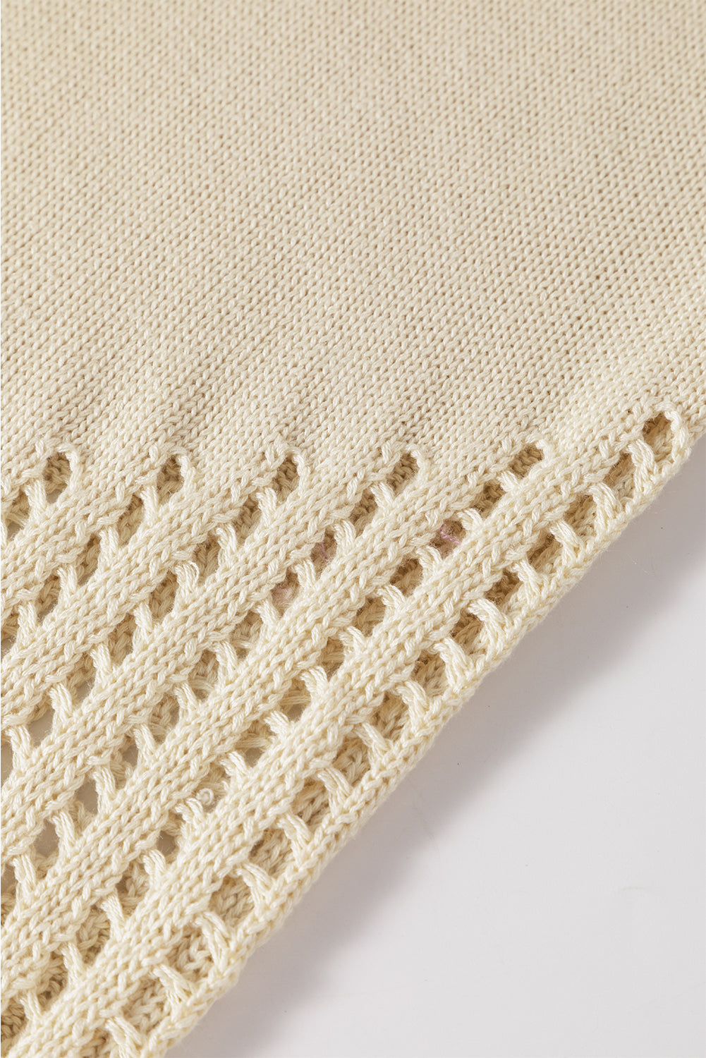 Beige pointelle detail effen kleur gebreid truivest