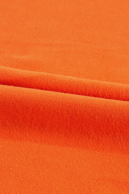 Orange Fleece Lined Half Zipper Kangaroo Pockets Loose Hoodie