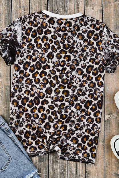 Leopard Mix Animal Print Bleached T Shirt