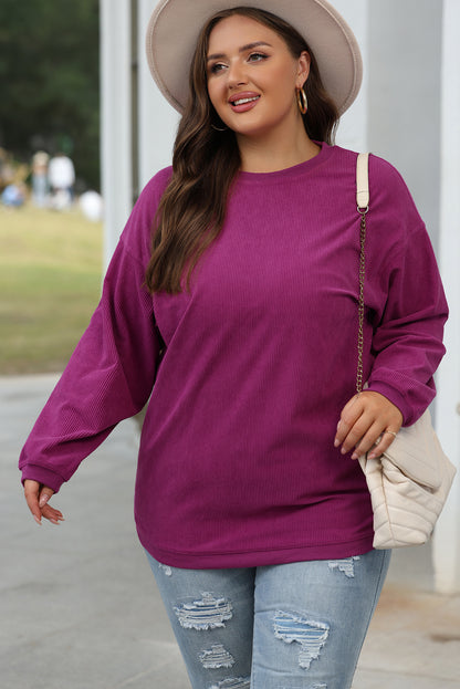 Festival Fuchsia geribbeld corduroy oversized sweatshirt