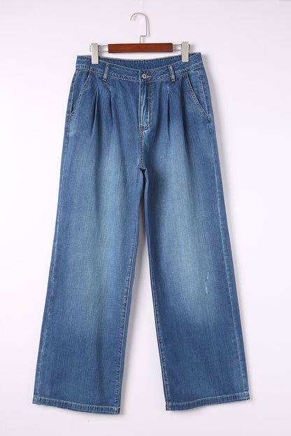 Blauwe slouchy jeans met wijde pijpen