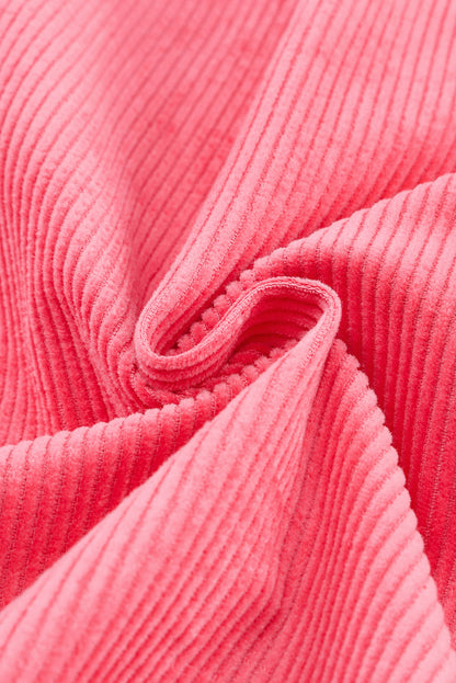 Roze corduroy jack met klepzak en knoopjes