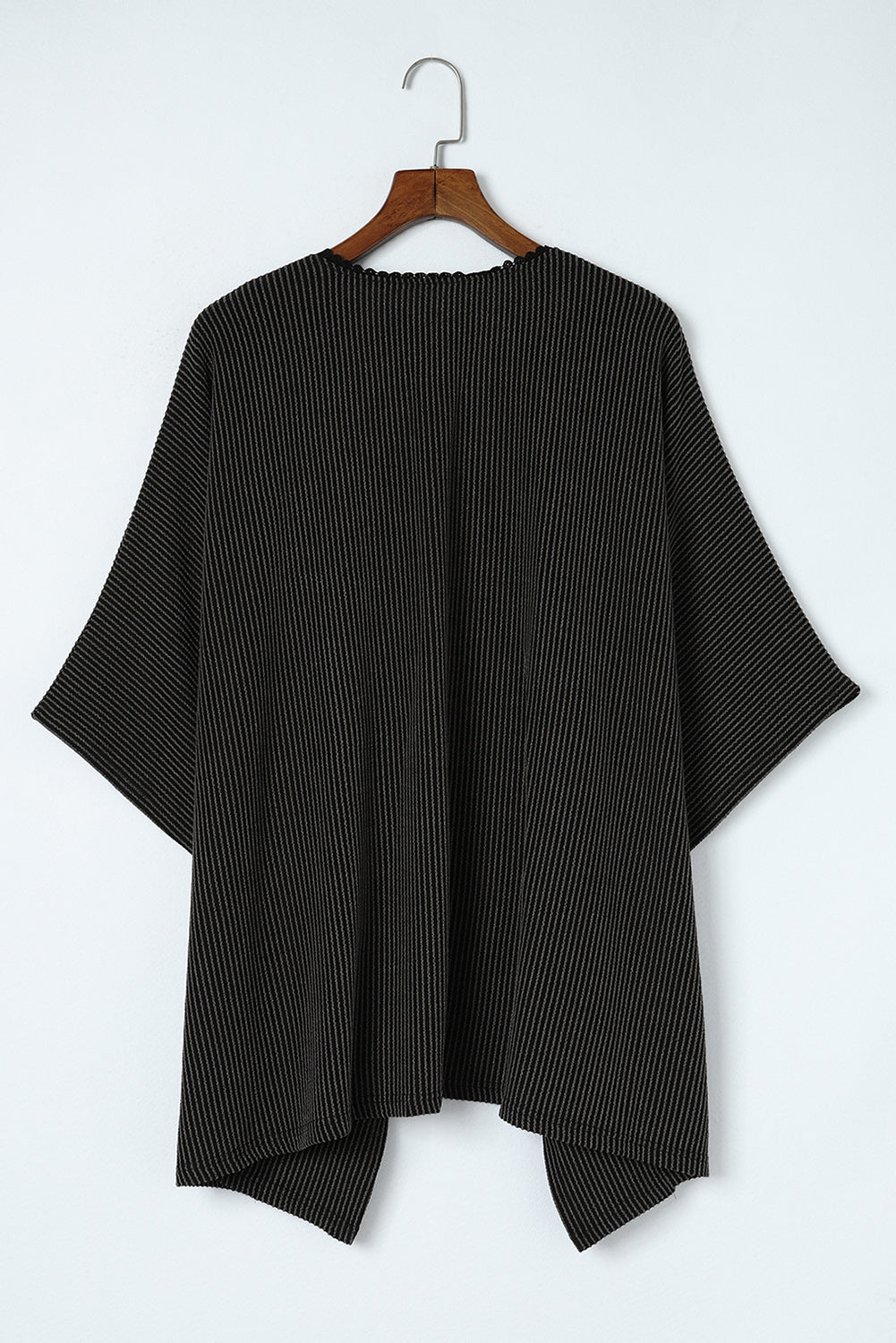 Zwarte oversized kimono met kanten rand