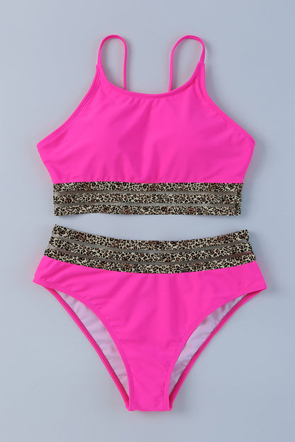 Rose Leopard Mesh Trim 2-delig bikinibadpak