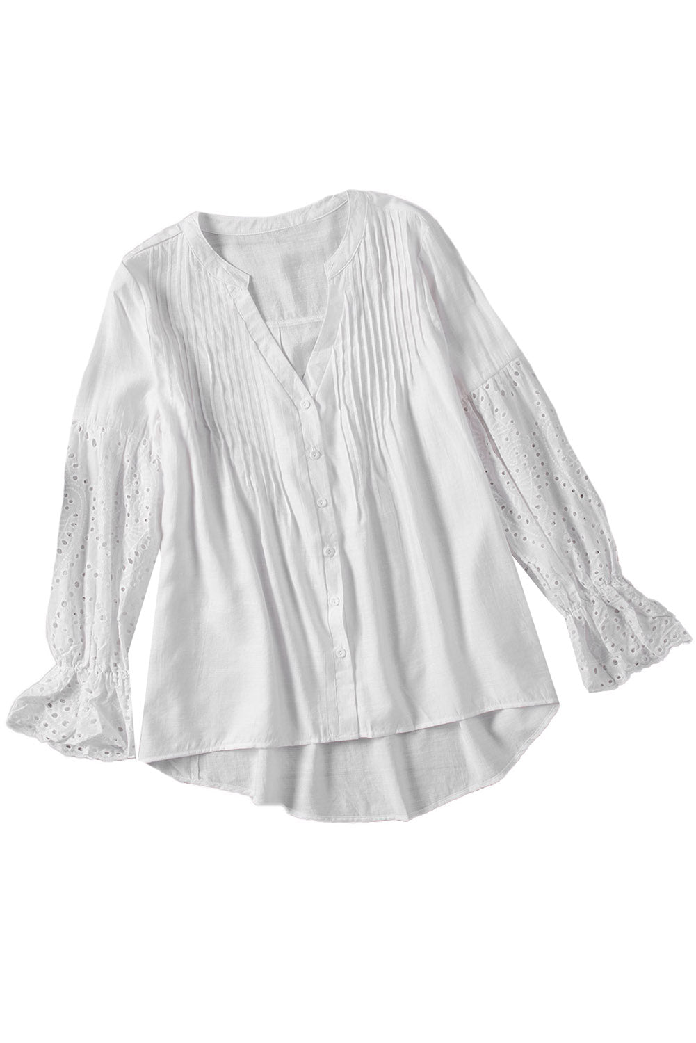 White Rekindle Eyelet Button Up Top