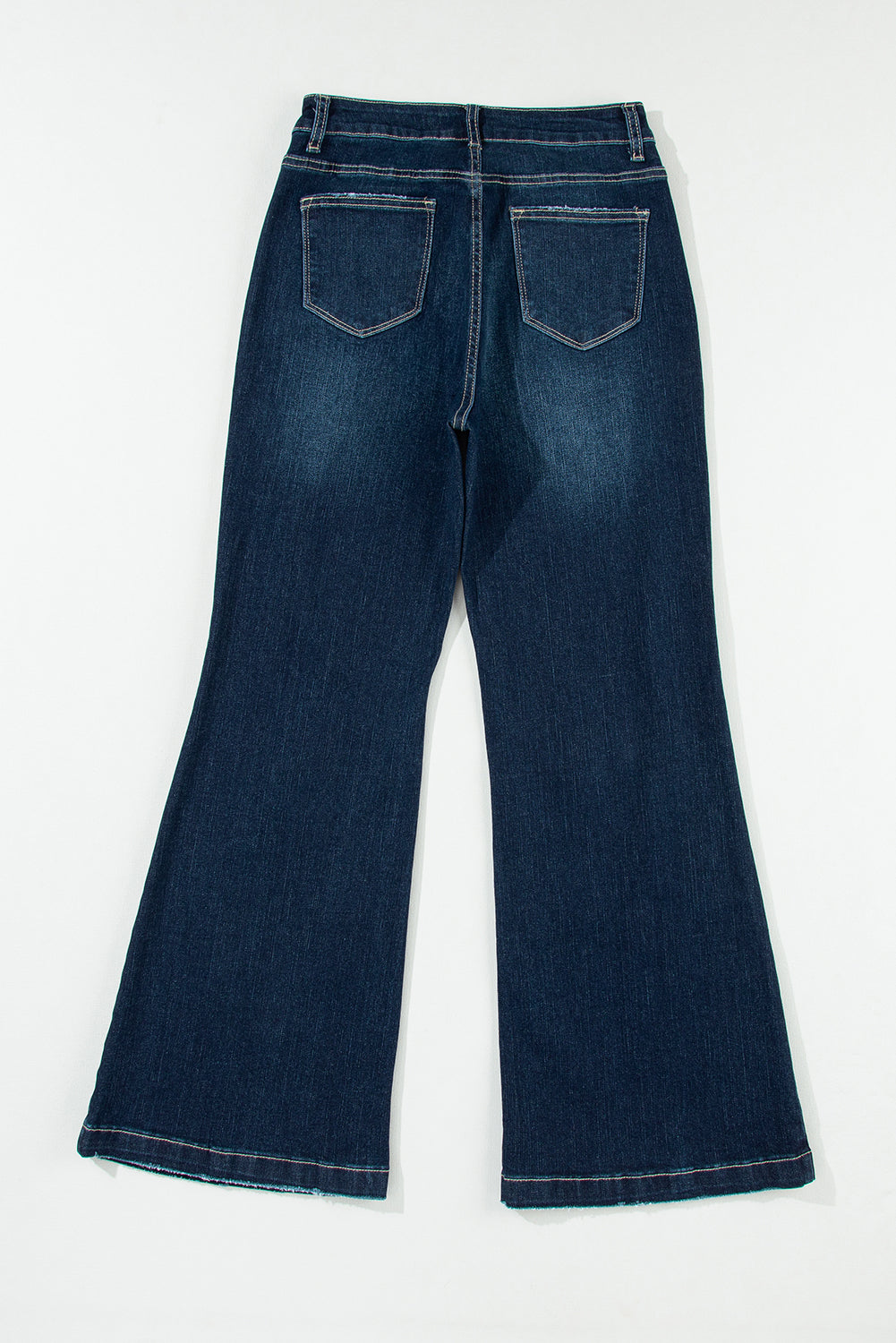 Echte blauwgroene jeans met hoge taille en gescheurde bell bottom