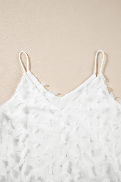 Witte tanktop met mesh-overlay met vlinderappliqué