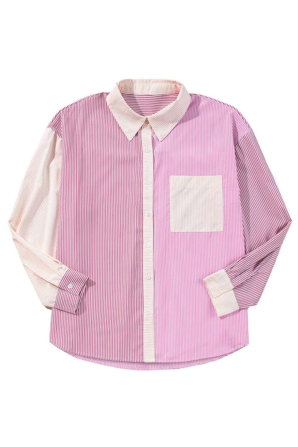 Roze strepenprint colorblock plus size shirt