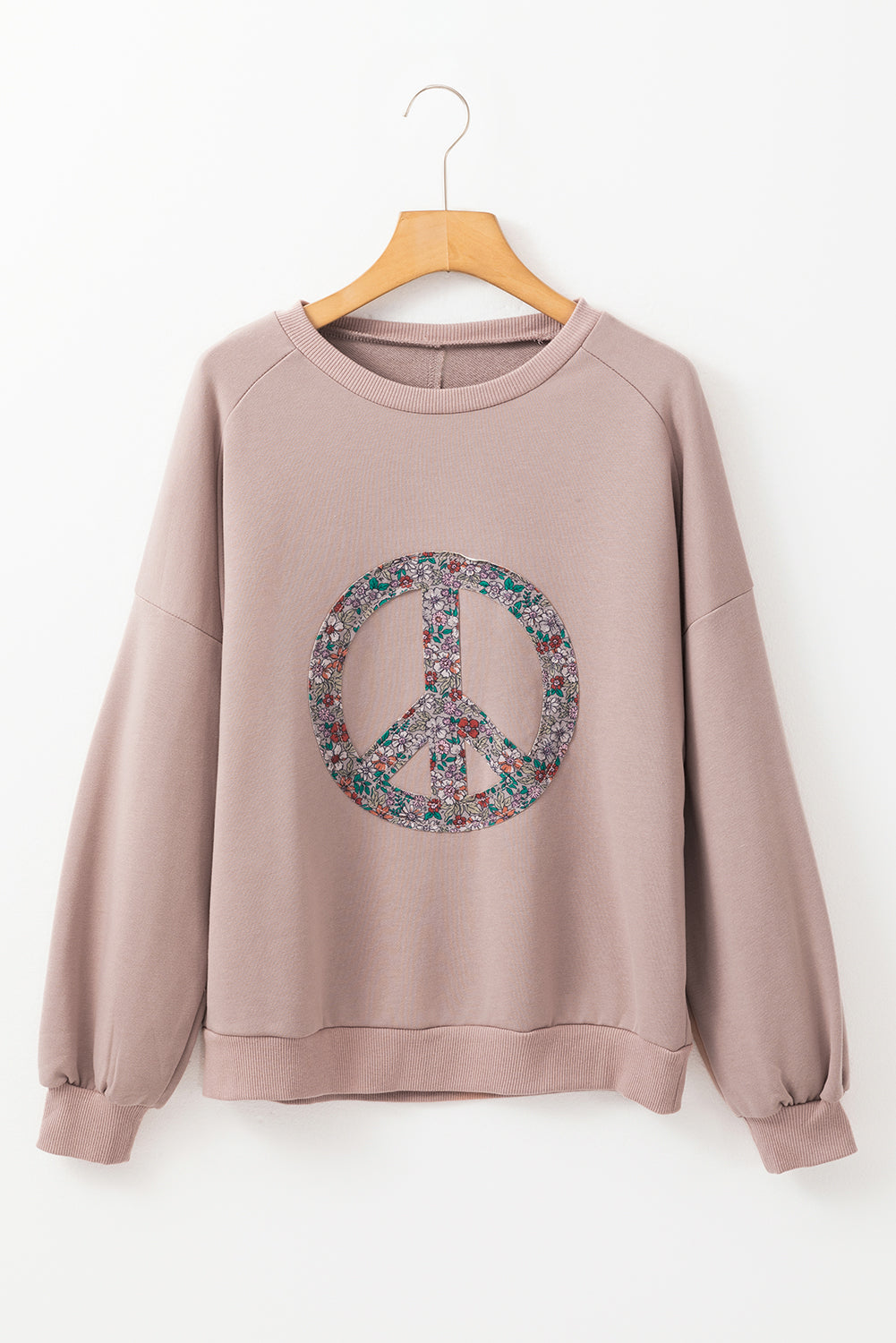 Geit bloemen vrede symbool drop schouder sweatshirt