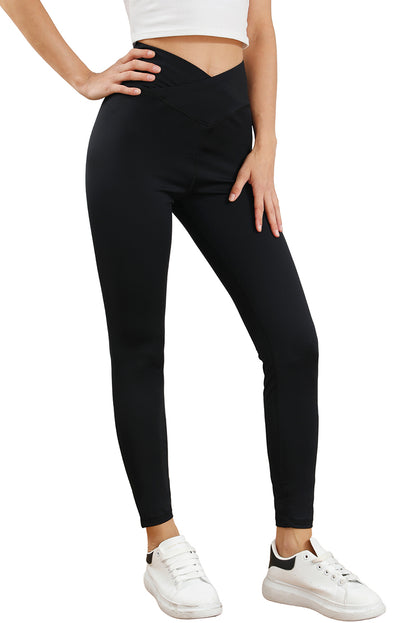 Zwarte gebogen taille naadloze actieve legging