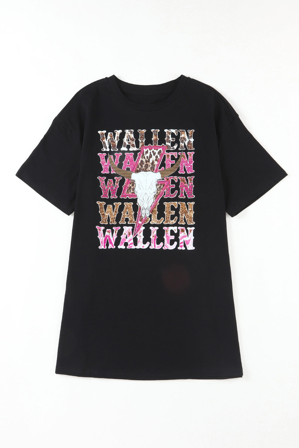 Zwart WALLEN grafische oversized T-shirt met koeienschedel