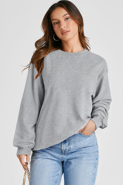 Orange Plain Drop Shoulder Crewneck Pullover Sweatshirt