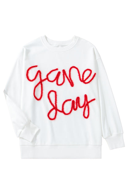 Witte T-shirt met grafische print en vallende schouders voor Game Day