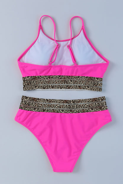 Rose Leopard Mesh Trim 2-delig bikinibadpak