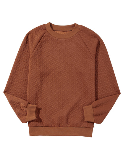 Kastanjekleurig sweatshirt met effen textuur en raglanmouwen