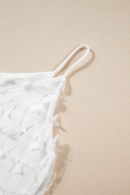 Witte tanktop met mesh-overlay met vlinderappliqué