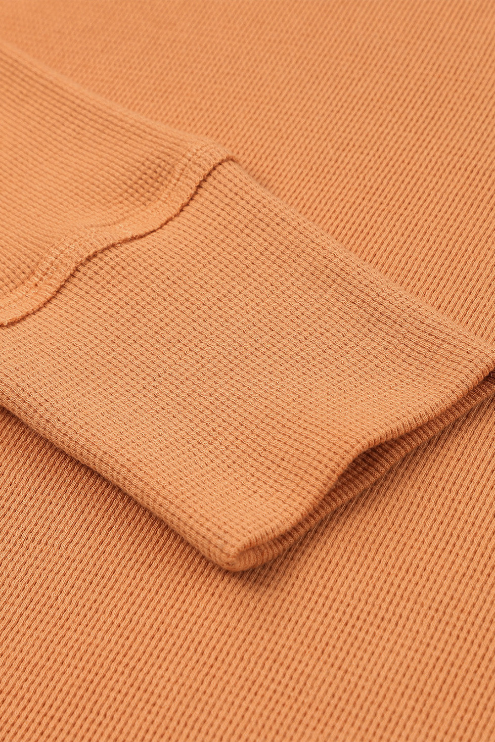 Oranje wafelgebreide Henley-top