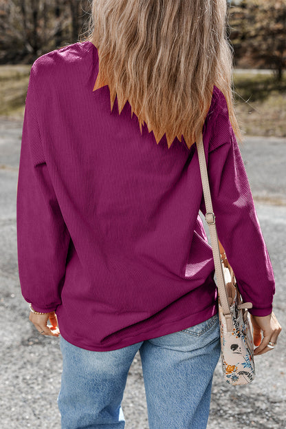 Festival Fuchsia geribbeld corduroy oversized sweatshirt