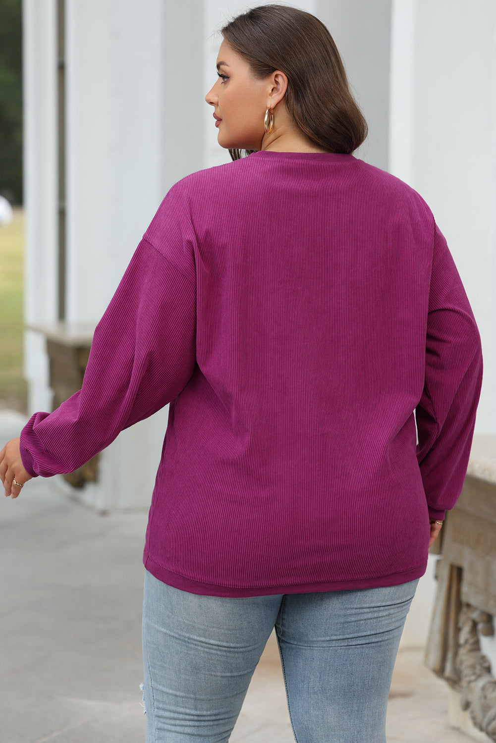 Festival Fuchsia geribbeld corduroy oversized sweatshirt