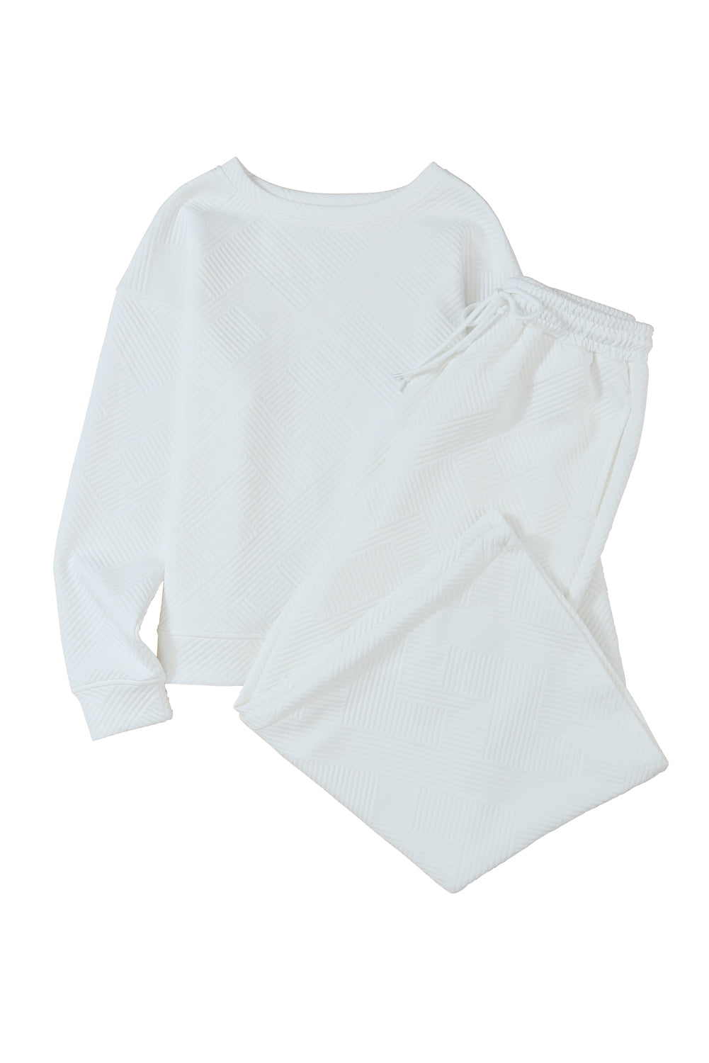 Witte ultra losse getextureerde 2-delige slouchy outfit