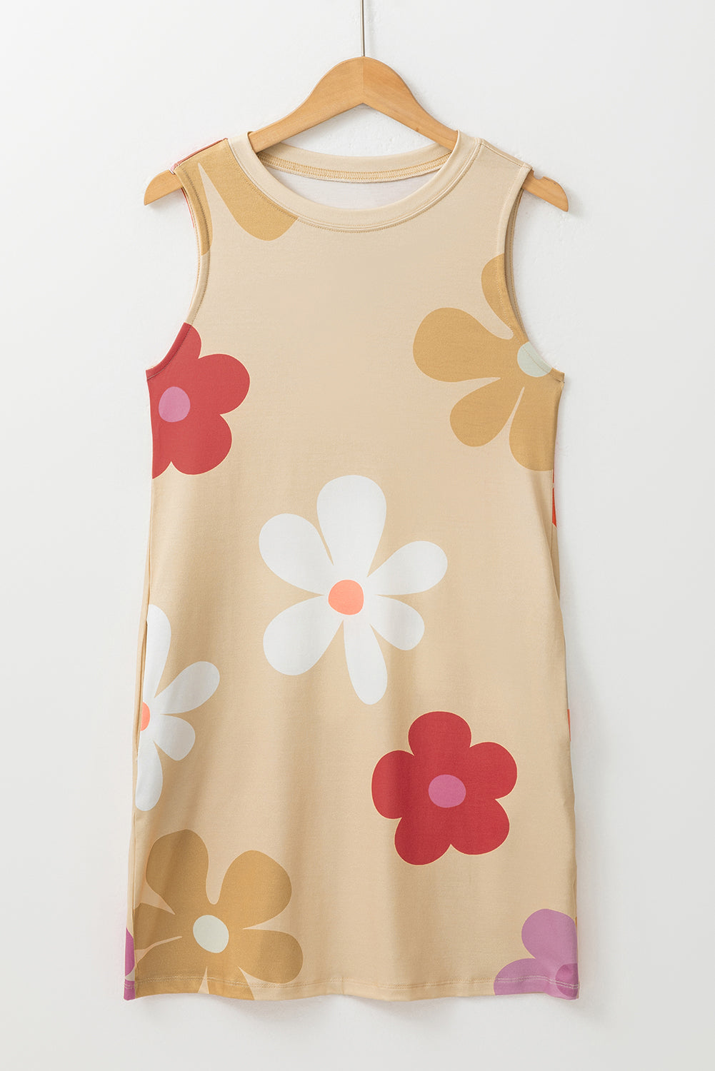 Abrikoos Daisy bloemenprint tankjurk