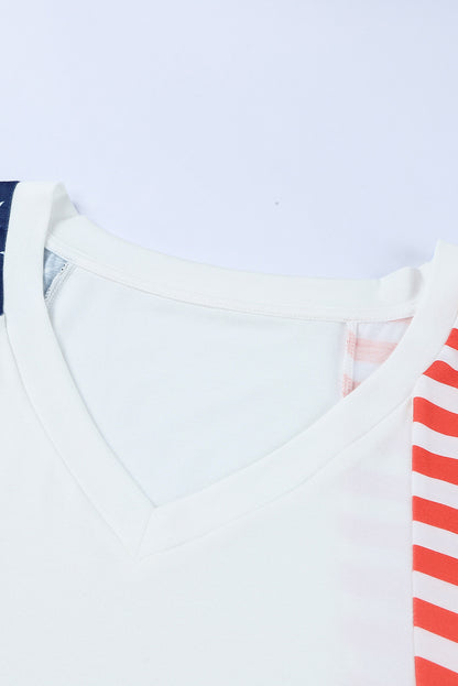 Wit het Amerikaanse Stars and Stripes T-shirt met V-hals