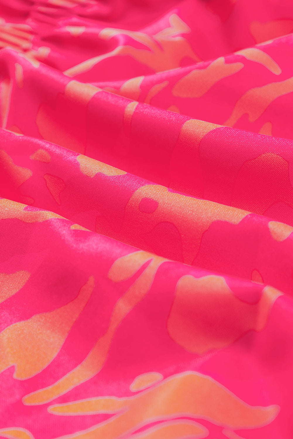 Rose abstracte print pof mini-jurk met korte mouwen en ruches