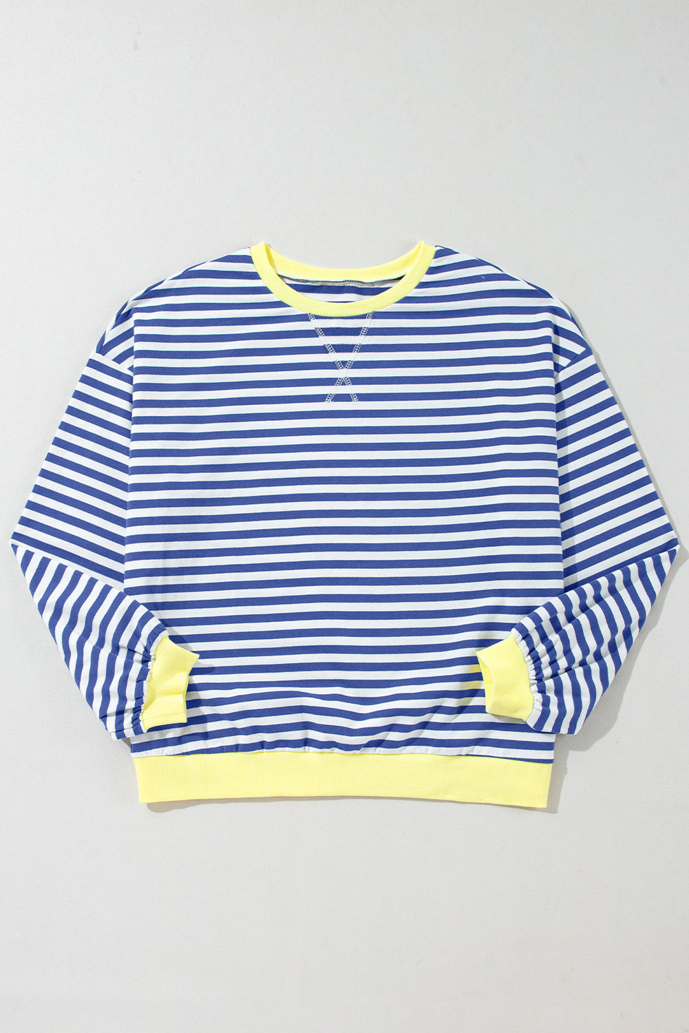 Blauw gestreept oversized sweatshirt met contrasterende rand