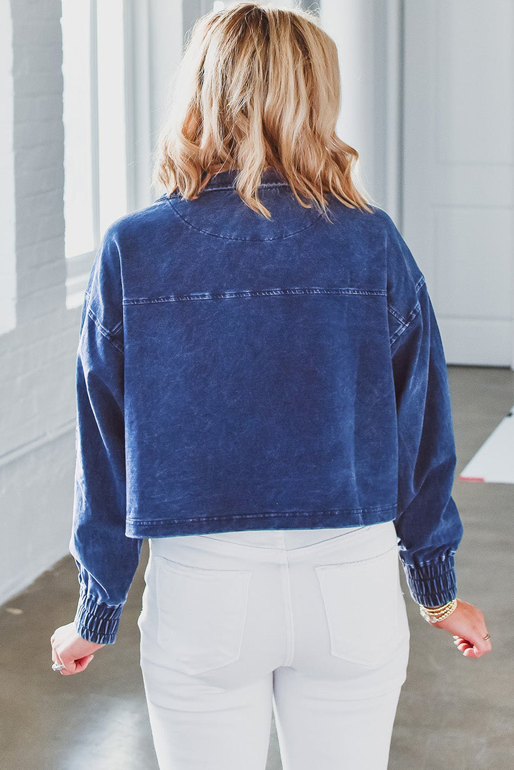 Sail Blue grote zijzakken denim jack met rits