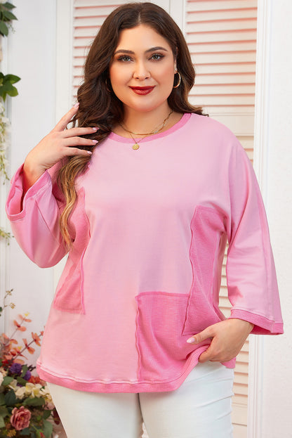 Bonbon Oversized Patched High Low Armband Mouw Plus Size T-shirt