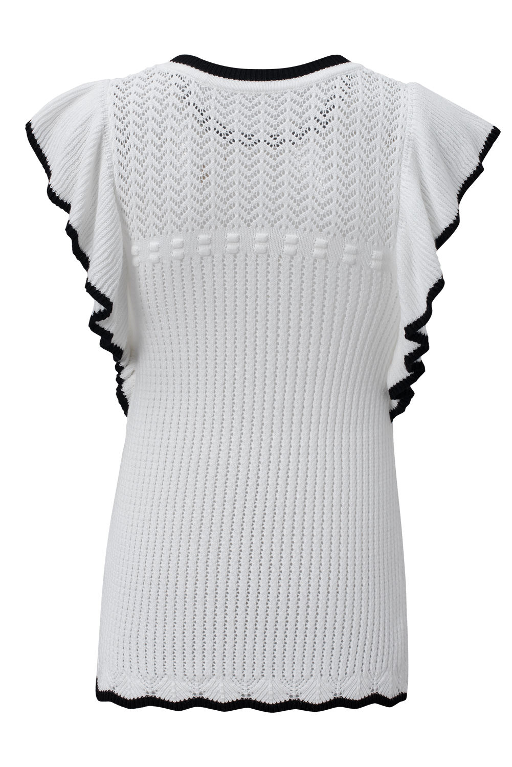 White Crochet Eyelet Flounce Tank Top