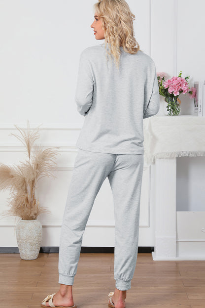 Grijze loungeset met trui en joggingbroek met lange mouwen