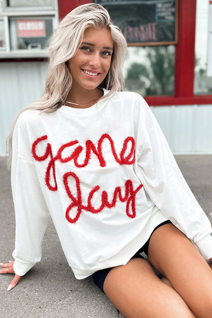 Witte T-shirt met grafische print en vallende schouders voor Game Day