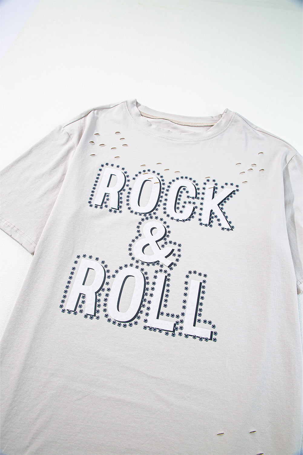 Grijs Rock &amp; Roll grafisch noodlijdend vintage T-shirt