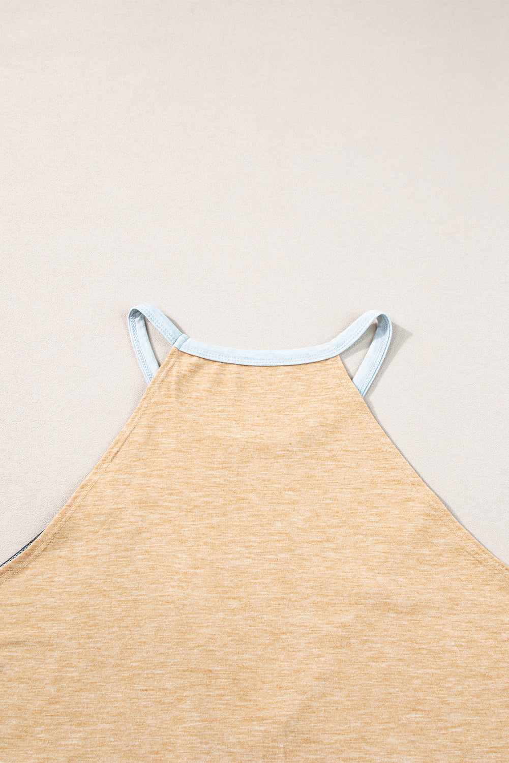 Light French Beige Geometric Color Block Sleeveless Top