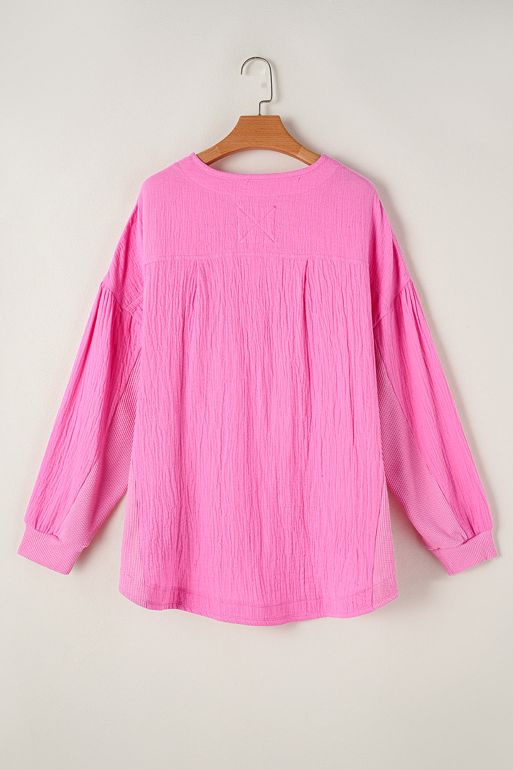 Bonbon Half Buttons Borstzak Drop Sleeve Plus Size Top