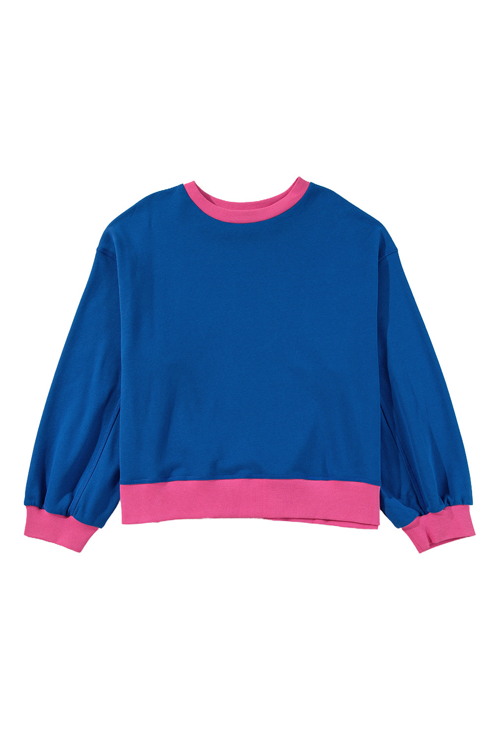 Hemelsblauwe kleurblokrand ballonmouw plus size sweatshirt