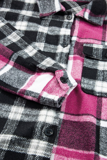 Black Plaid Colorblock Loose Shacket