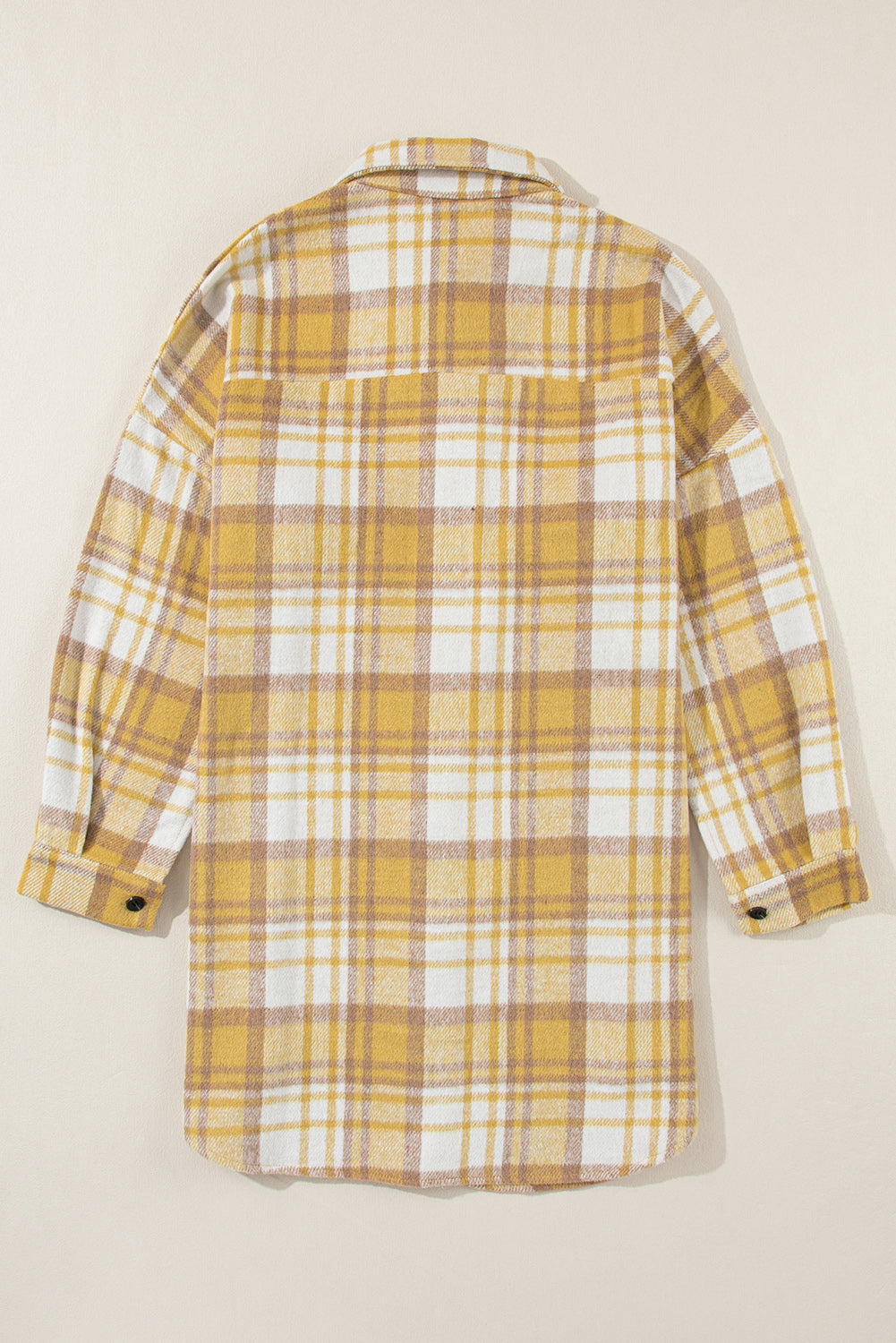 Yellow Plaid Flap Pocket Long Sleeve Shacket