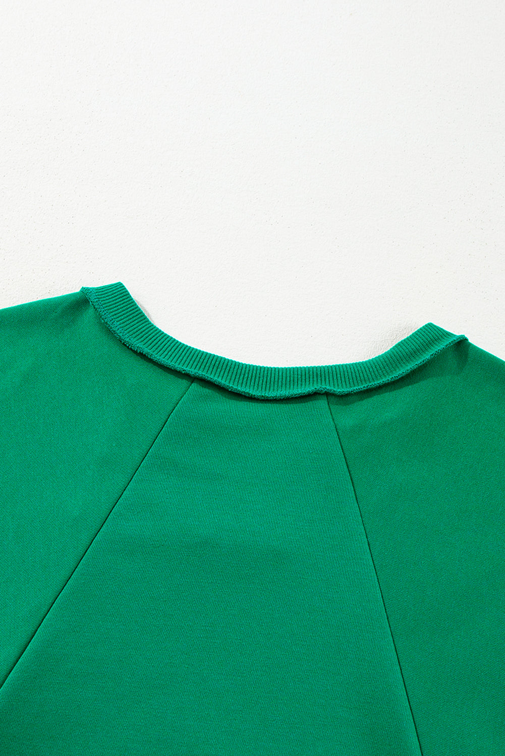 Bright Green Exposed Seam Notched Neck Drop Shoulder Plus Sweatshirt