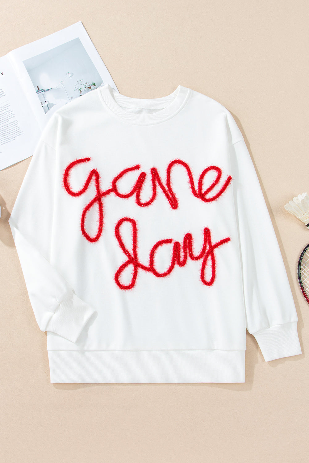 Witte T-shirt met grafische print en vallende schouders voor Game Day