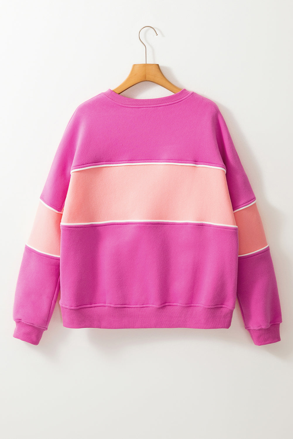 Sachet Roze Colorblock Patchwork Drop Shoulder Geribbelde Afwerking Sweatshirt