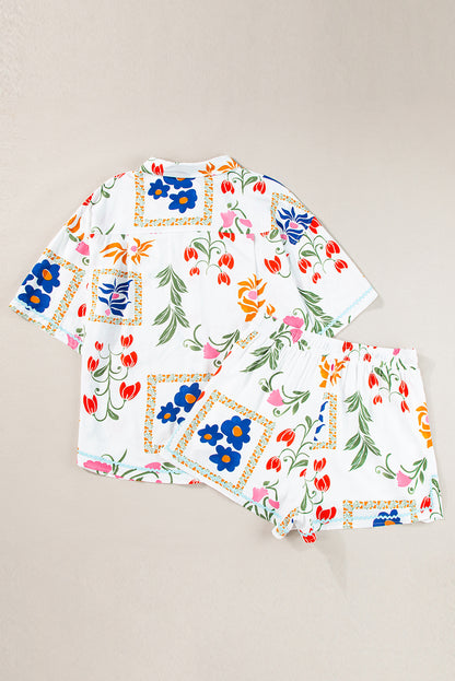 Ricrac Trim bloemenshirt met korte mouwen en shorts