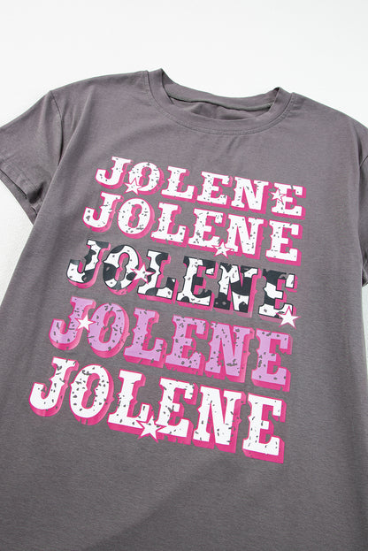 Donkergrijs JOLENE Tuniek-T-shirt met ronde hals en grafische print