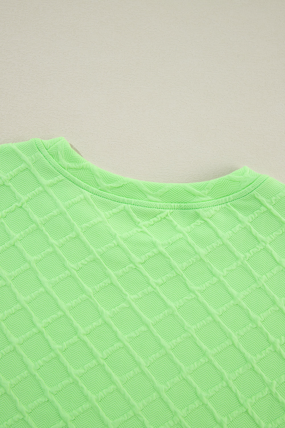 Light Green Checkered Textured Tee and Drawstring Shorts