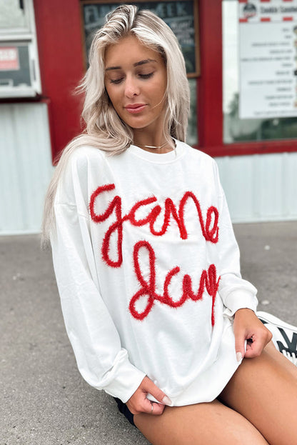 Witte T-shirt met grafische print en vallende schouders voor Game Day