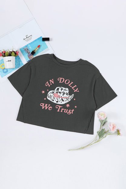 Grijs WIJ VERTROUWEN IN DOLLY Western Fashion grafisch T-shirt