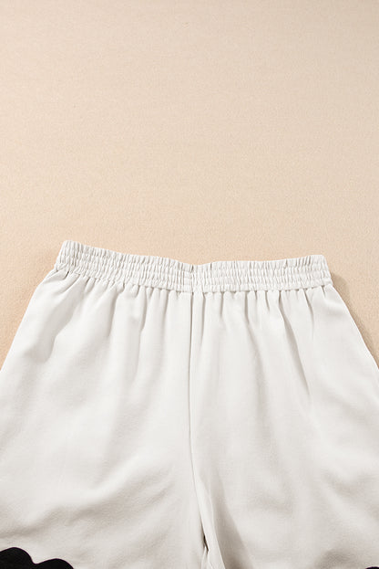 Witte Ricrac-trimtanktop met elastische taille en shorts