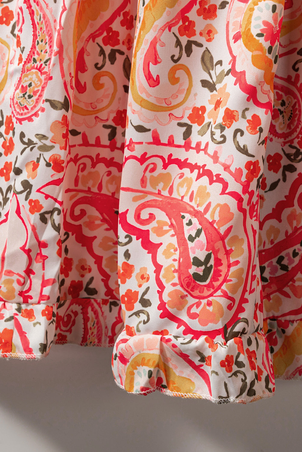 Oranje Boho Holiday Paisley-print gelaagde maxi-jurk met lange mouwen